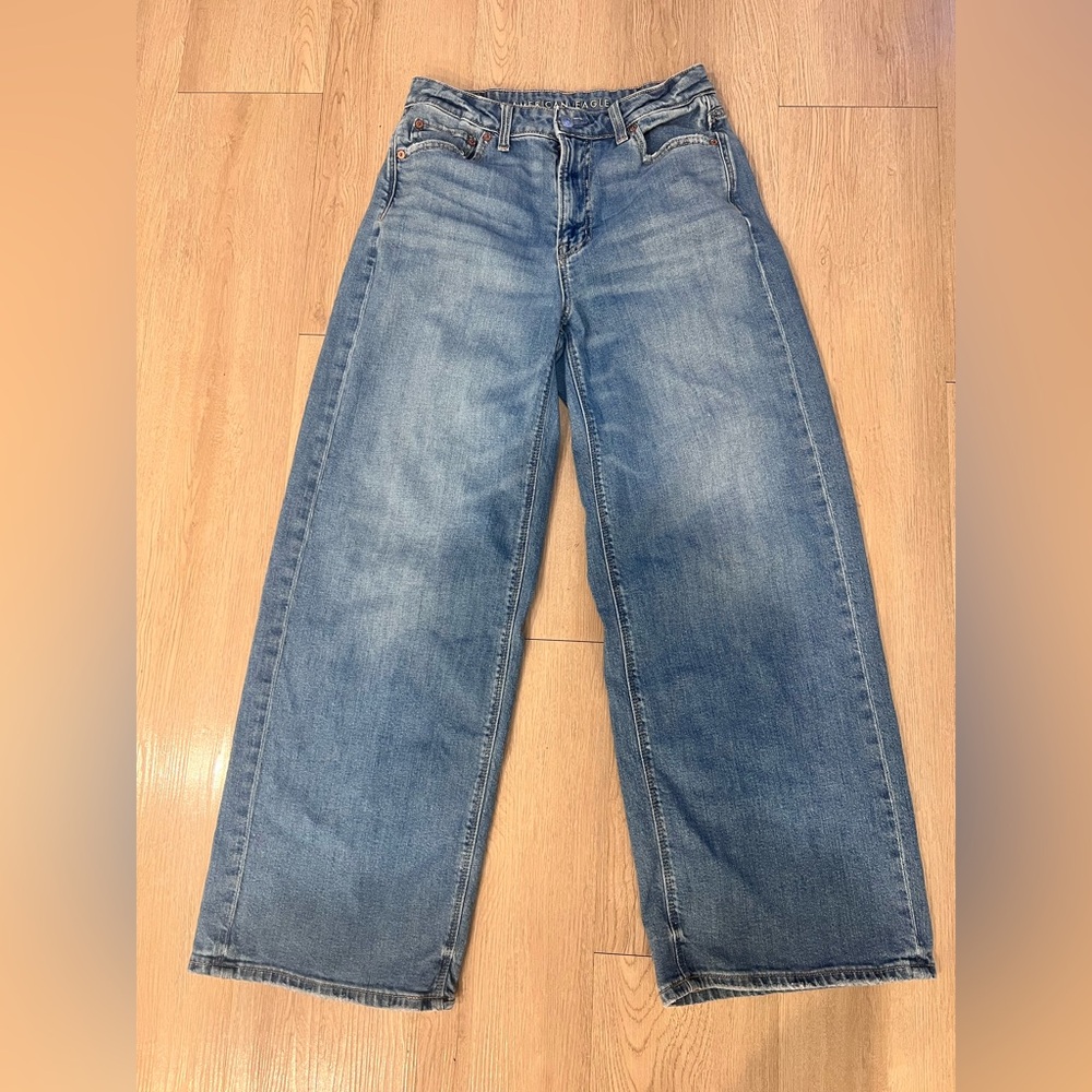Wide Leg Blue Denim Jeans